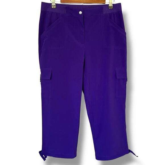 Chico's Zenergy Pants NWT Size 1 (M) Neema Purple Jasper Cargo Crop Pockets - Picture 2 of 8